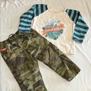 18-24M Hatley long sleeve t-shirt and GAP camo pants
